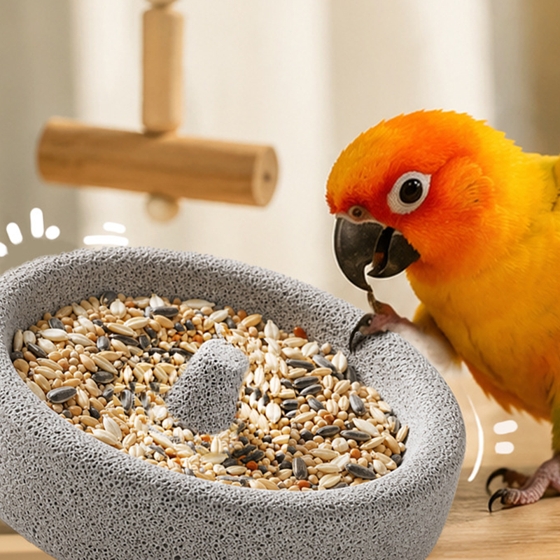 🔥2-in-1 Volcanic Rock Bird Food Bowl & Beak Grinder