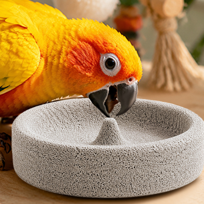 🔥2-in-1 Volcanic Rock Bird Food Bowl & Beak Grinder