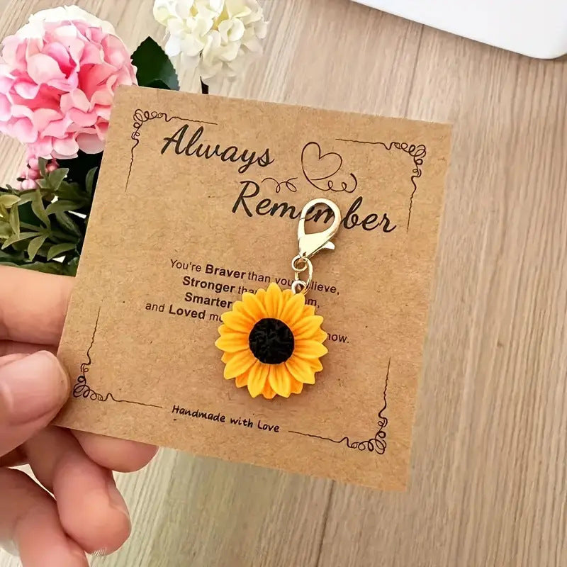 Inspirational Flower Charm Keychain