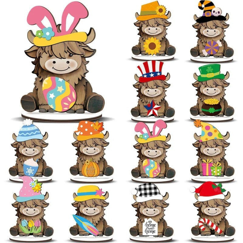 Interchangeable Wooden Seasonal Animal Decor