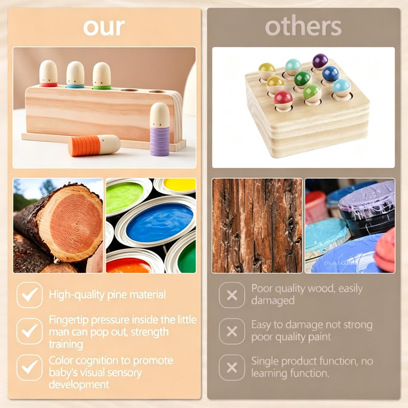🌈 Wooden Pop-Up Toy – Multicolor Push & Pop Learning Toy for Toddlers & Preschoolers | 2026 HOT SALE 🔥