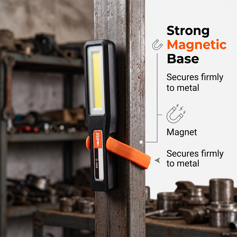 🔦 Ultra-Bright COB Work Light – Rechargeable Magnetic LED Work Light with Folding Stand for Garage & Car Repairs