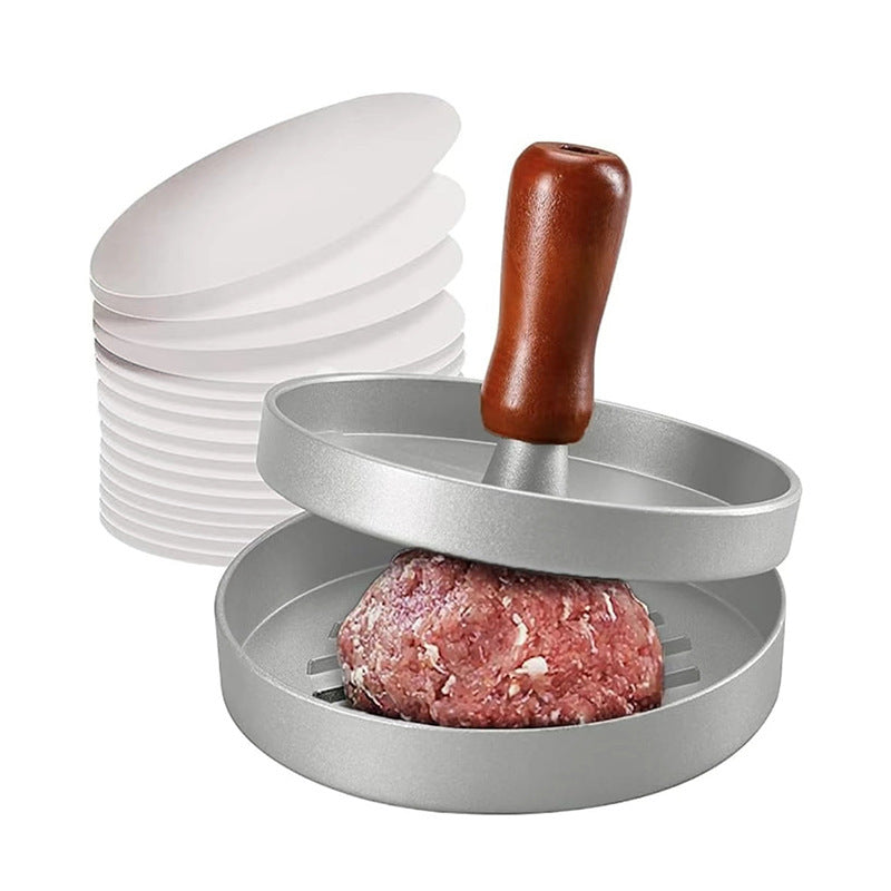 🍔 Burger Press with Wooden Handle – Perfect Patties Made Easy 🔥
