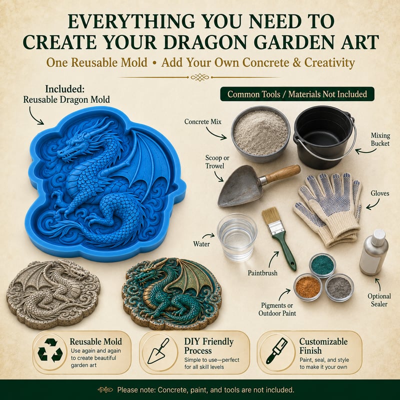 🐉 Dragon Garden Mold – Create Unique DIY Stepping Stones & Outdoor Decor ✨