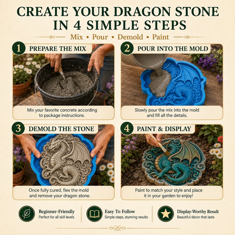 🐉 Dragon Garden Mold – Create Unique DIY Stepping Stones & Outdoor Decor ✨
