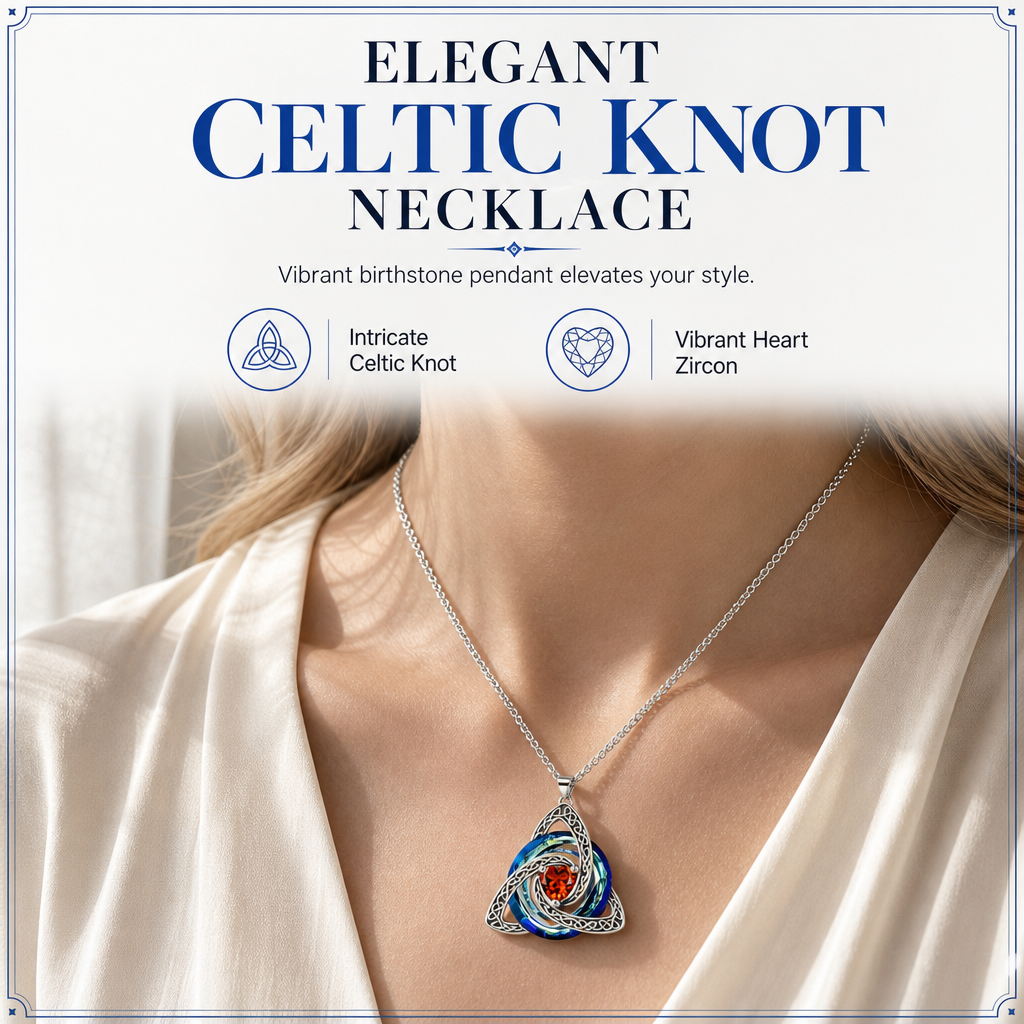 💎 Celtic Heart Necklace – Sparkling Crystal Elegance