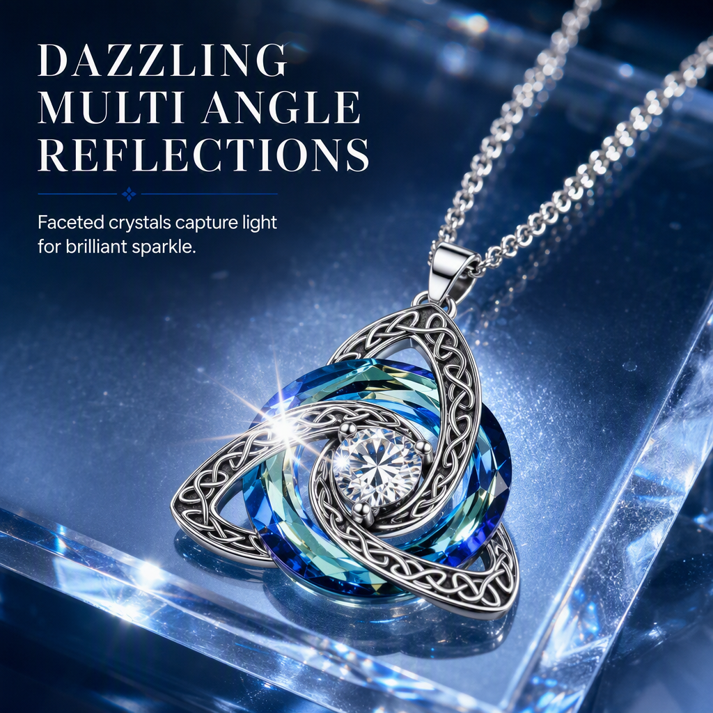 💎 Celtic Heart Necklace – Sparkling Crystal Elegance
