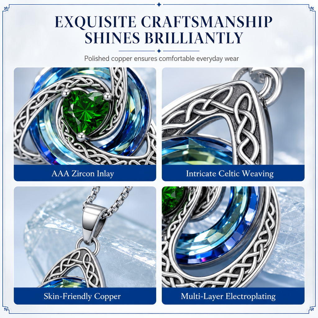 💎 Celtic Heart Necklace – Sparkling Crystal Elegance