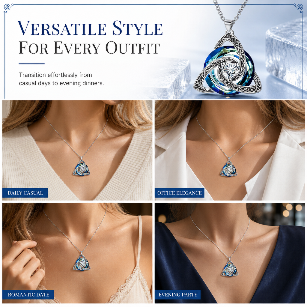 💎 Celtic Heart Necklace – Sparkling Crystal Elegance