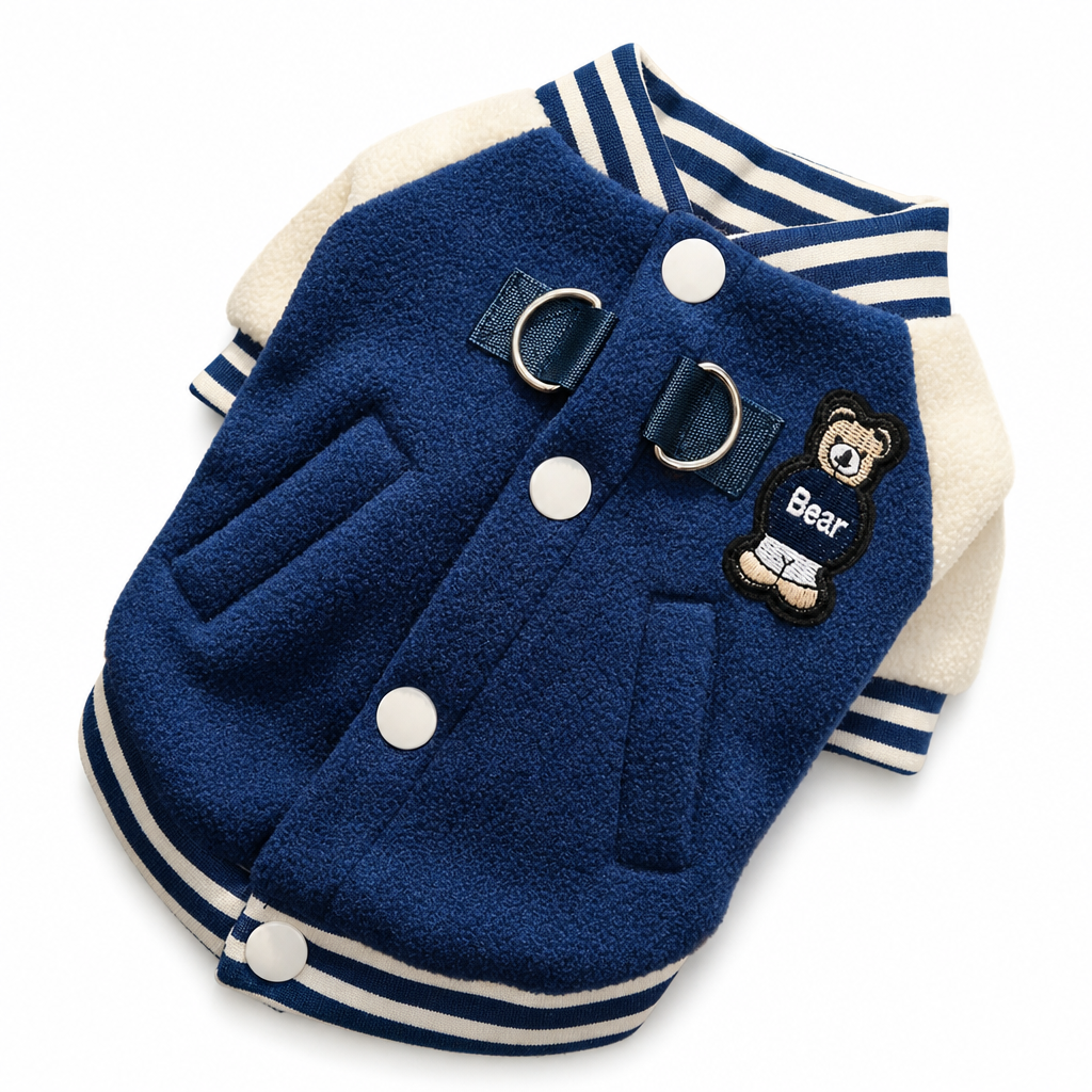 🐶 Plush Dog Jacket with Built-In Leash Rings – Cozy Pet Outerwear