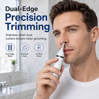 ✂️ Electric Nose Hair Trimmer – Dual-Edge Stainless Steel Grooming Tool