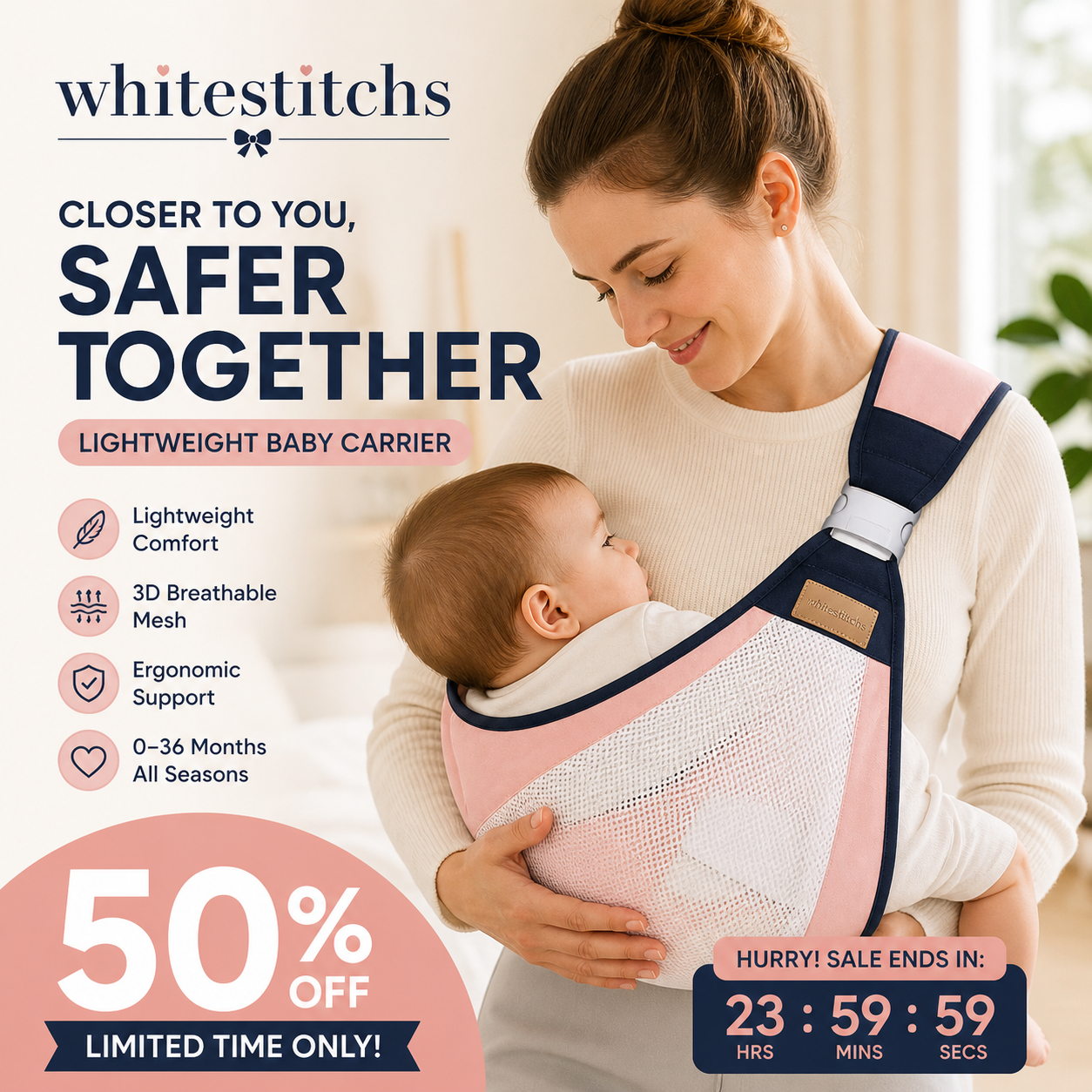 ⏰ LIMITED TIME 49% OFF! 🔥Lightweight Baby Carriers